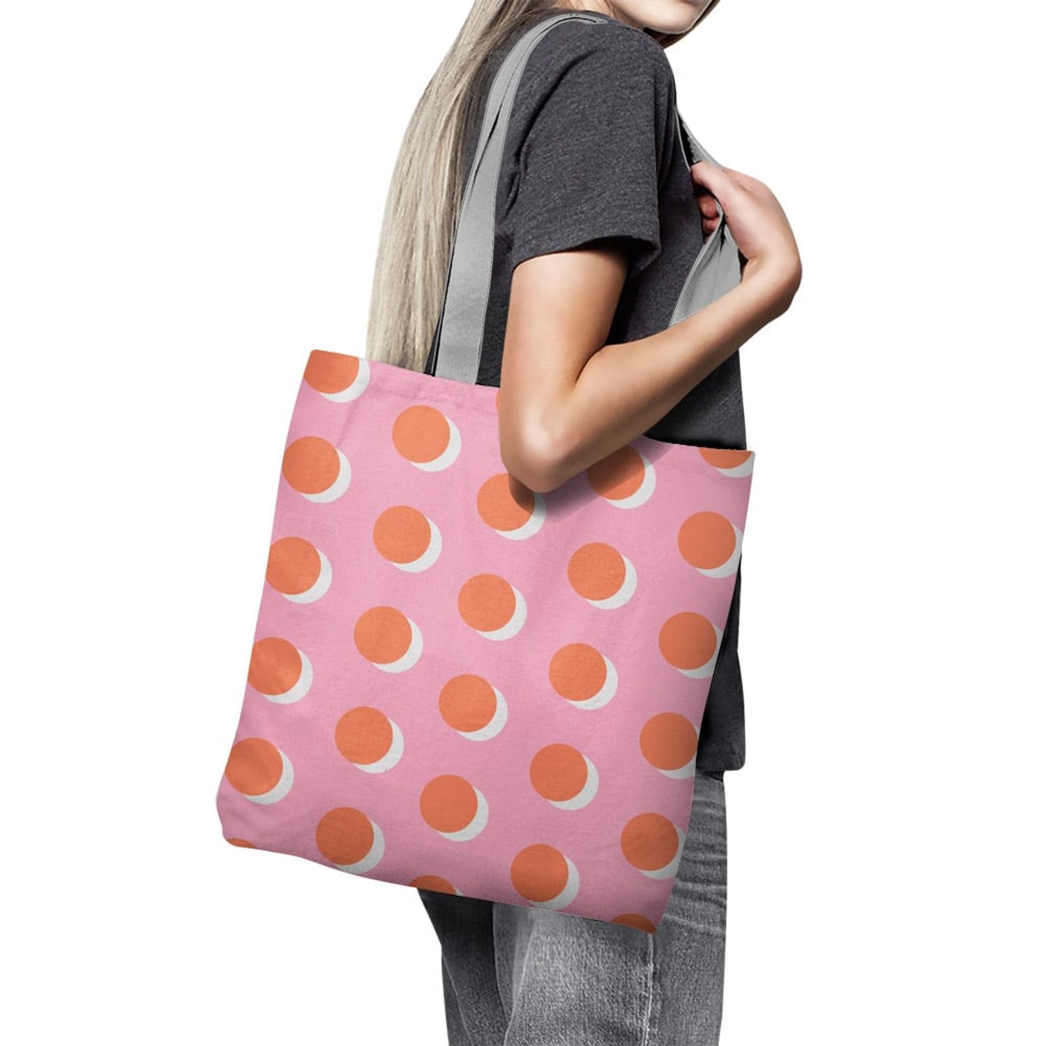 Geanta Handmade Tote Basic, Buline Neserioase, Multicolor, 43x37 cm fotografia produsului View 3 L