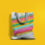 Geanta Handmade, Tote Bag Basic Original Mulewear, Abstract Dungi Optimiste, Optimistic Stripes, Multicolor, 43x37 cm fotografia produsului View 4 S