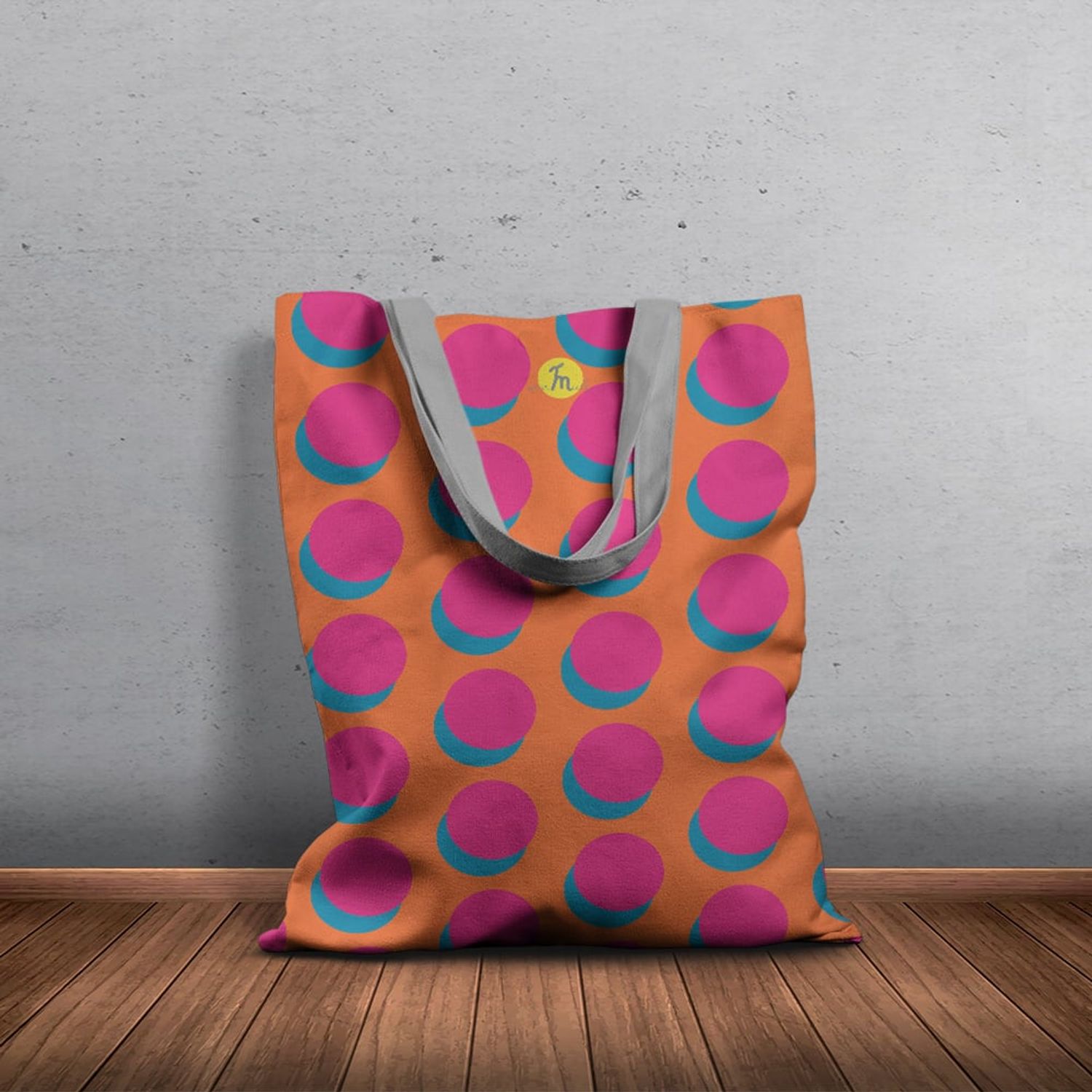 Geanta Handmade Tote Basic, Cercuri Mari, Multicolor, 43x37 cm fotografia produsului View 4 L