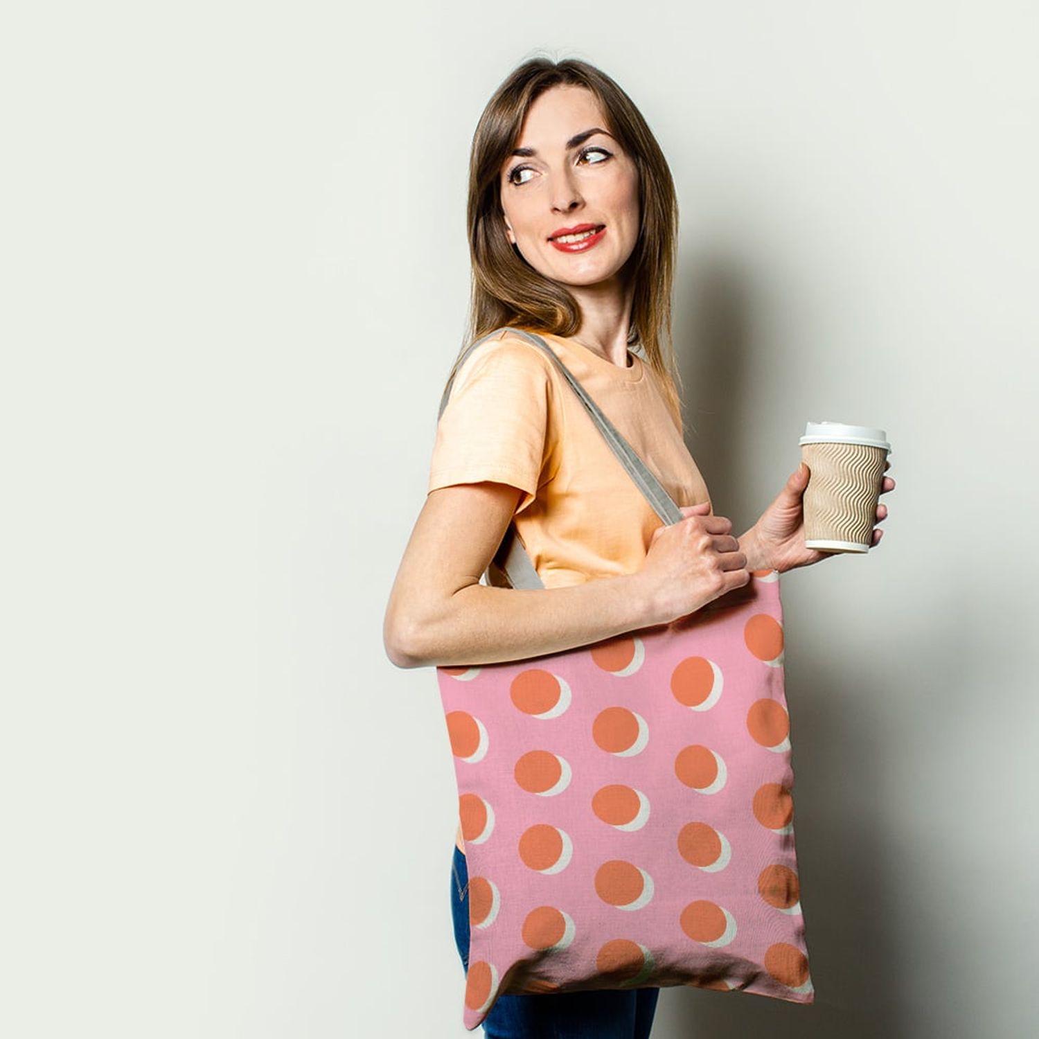 Geanta Handmade Tote Basic, Buline Neserioase, Multicolor, 43x37 cm fotografia produsului View 2 L