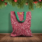 Geanta Handmade Tote Basic, Pattern de Craciun cu Plante, Multicolor, 43x37 cm fotografia produsului View 2 S