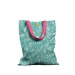 Geanta Handmade Tote Basic, Plante pe Fundal Turcoaz, Multicolor, 43x37 cm fotografia produsului