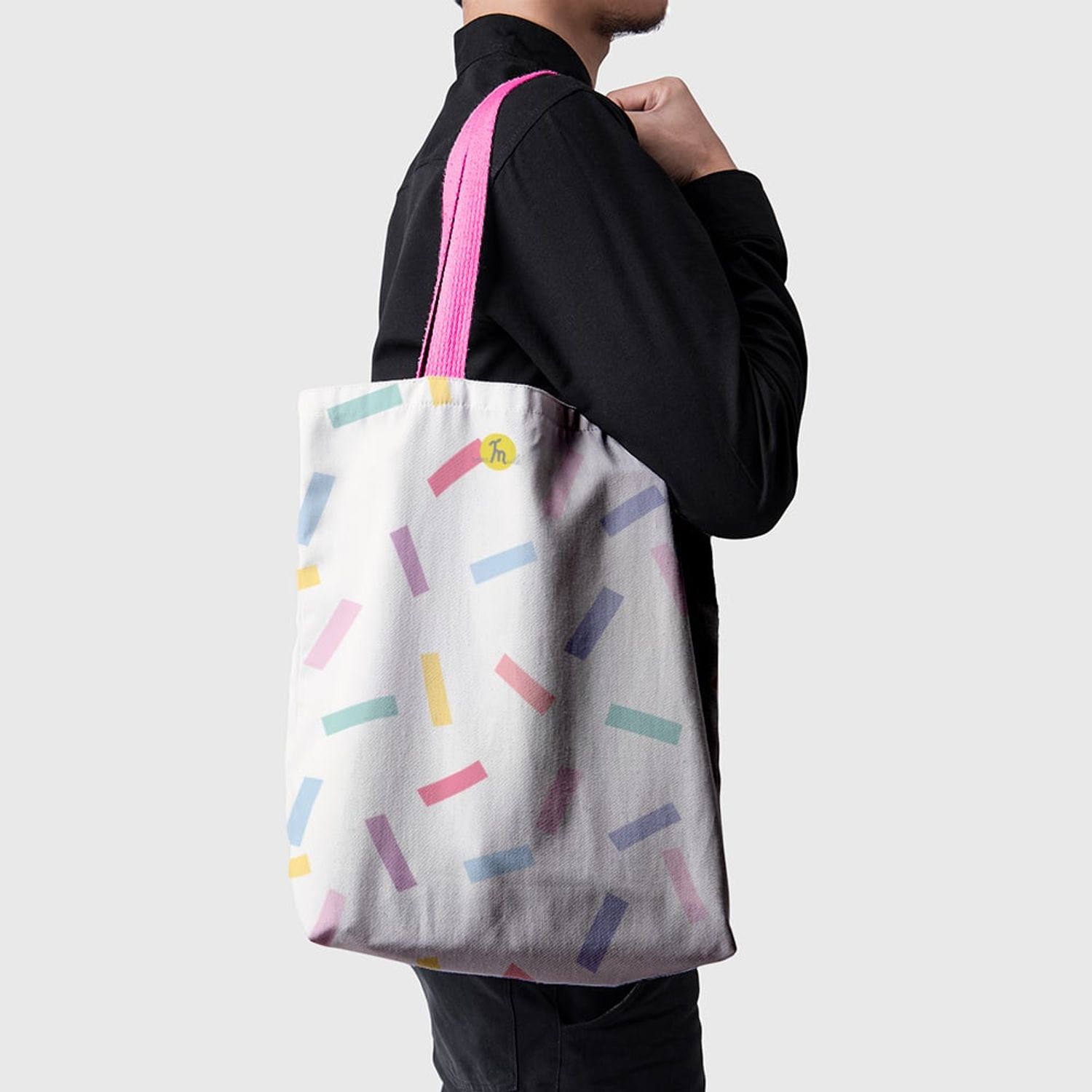 Geanta Handmade Tote Basic, Abstract Confetti, Multicolor, 43x37 cm fotografia produsului View 4 L