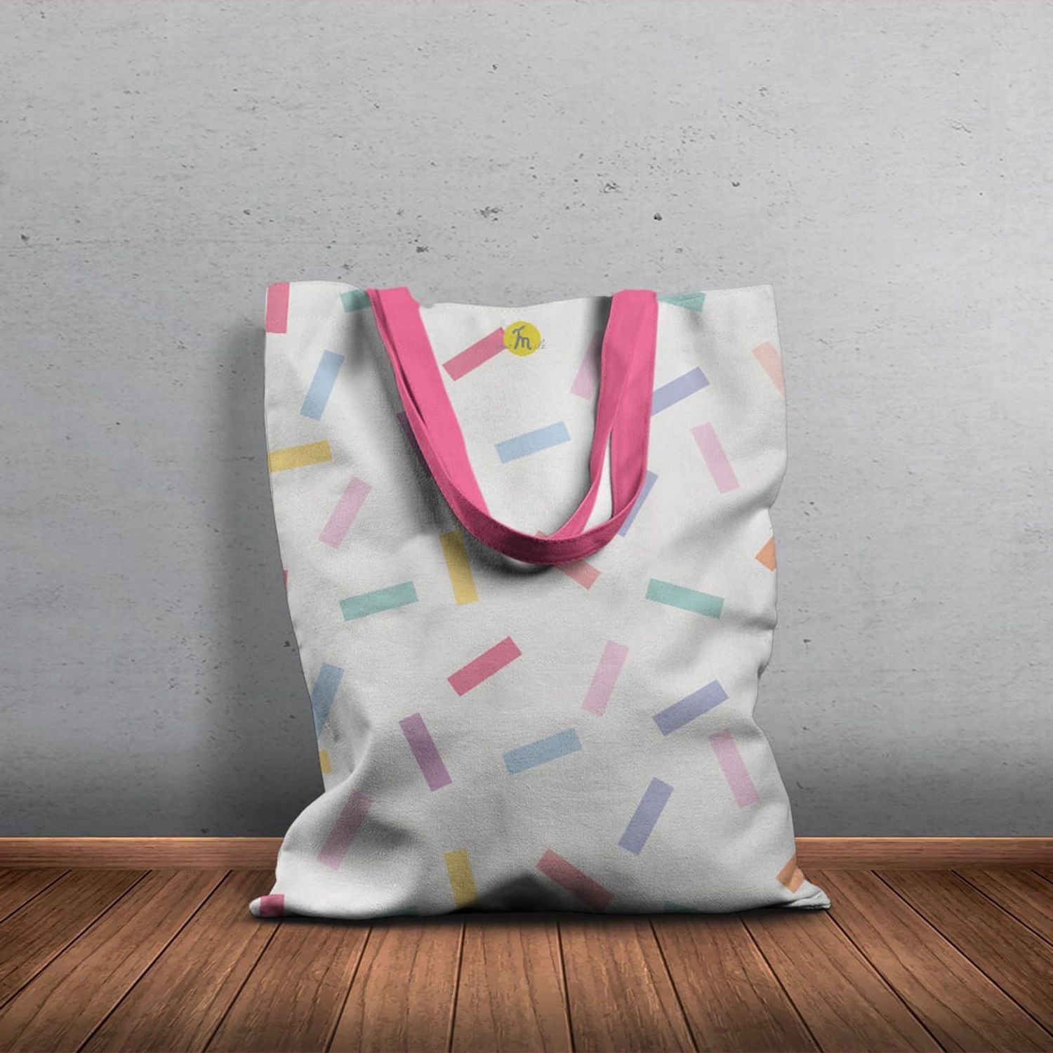 Geanta Handmade Tote Basic, Abstract Confetti, Multicolor, 43x37 cm fotografia produsului View 6 L