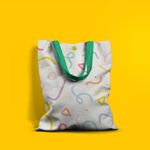 Geanta Handmade Tote Basic, Abstract Forme Desen de Copii, Multicolor, 43x37 cm fotografia produsului View 3 S