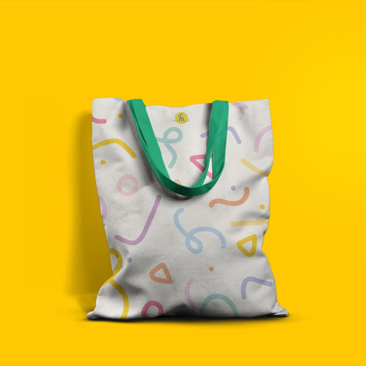 Geanta Handmade Tote Basic, Abstract Forme Desen de Copii, Multicolor, 43x37 cm fotografia produsului View 3 L