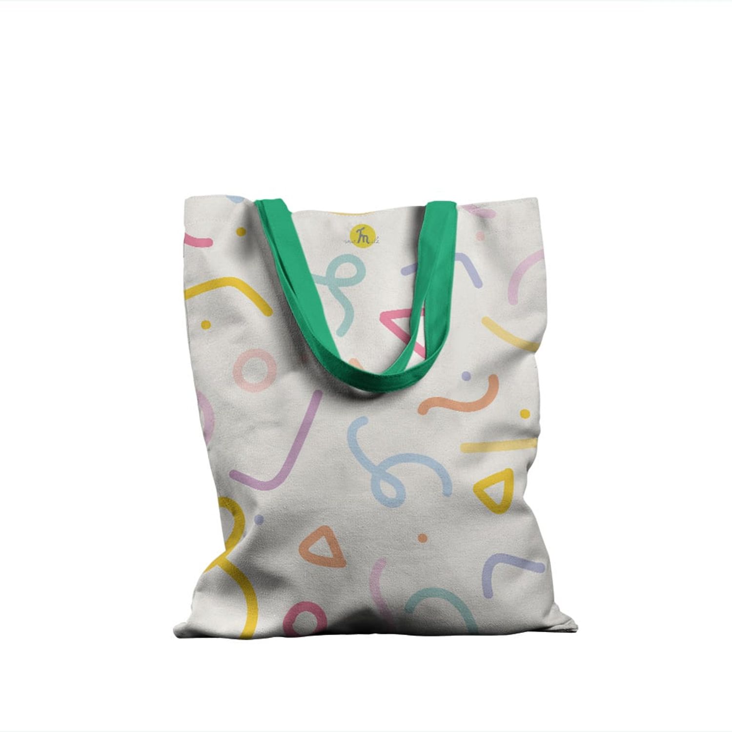 Geanta Handmade Tote Basic, Abstract Forme Desen de Copii, Multicolor, 43x37 cm fotografia produsului
