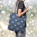Geanta Handmade Tote Basic, Fulgi de Nea, Multicolor, 43x37 cm fotografia produsului View 5 S