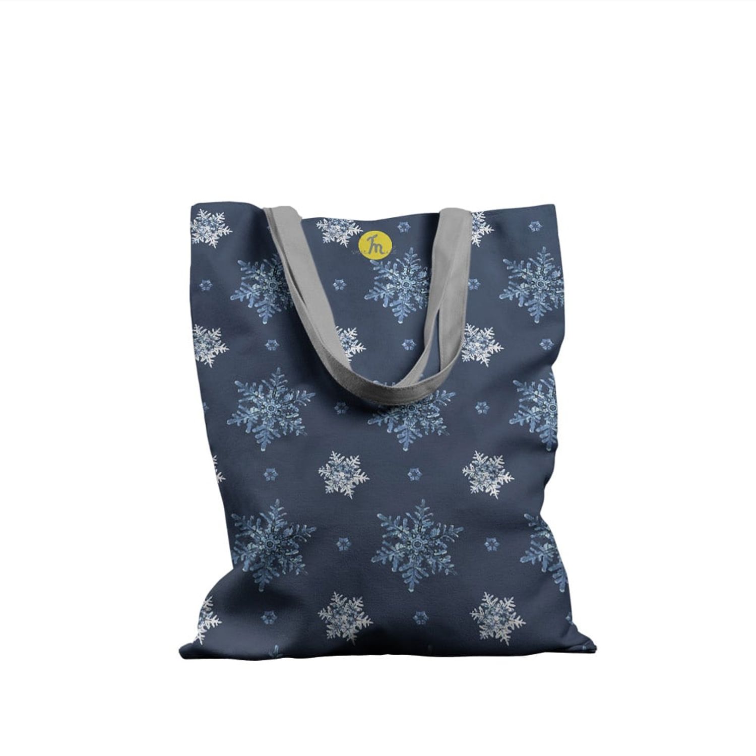 Geanta Handmade Tote Basic, Fulgi de Nea, Multicolor, 43x37 cm fotografia produsului