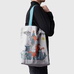 Geanta Handmade Tote Basic, Brad de Craciun din Pisici, Multicolor, 43x37 cm fotografia produsului View 3 S