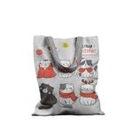 Geanta Handmade Tote Basic, Pisici Impodobite pentru Craciun, Multicolor, 43x37 cm fotografia produsului