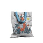 Geanta Handmade Tote Basic, Brad de Craciun din Pisici, Multicolor, 43x37 cm fotografia produsului