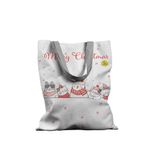 Geanta Handmade Tote Basic, Merry Christmas Urare de Craciun de la 5 Pisici, Multicolor, 43x37 cm fotografia produsului