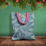 Geanta Handmade Tote Basic, Ninsoare de Iarna asezata in Copaci, Multicolor, 43x37 cm fotografia produsului View 2 S