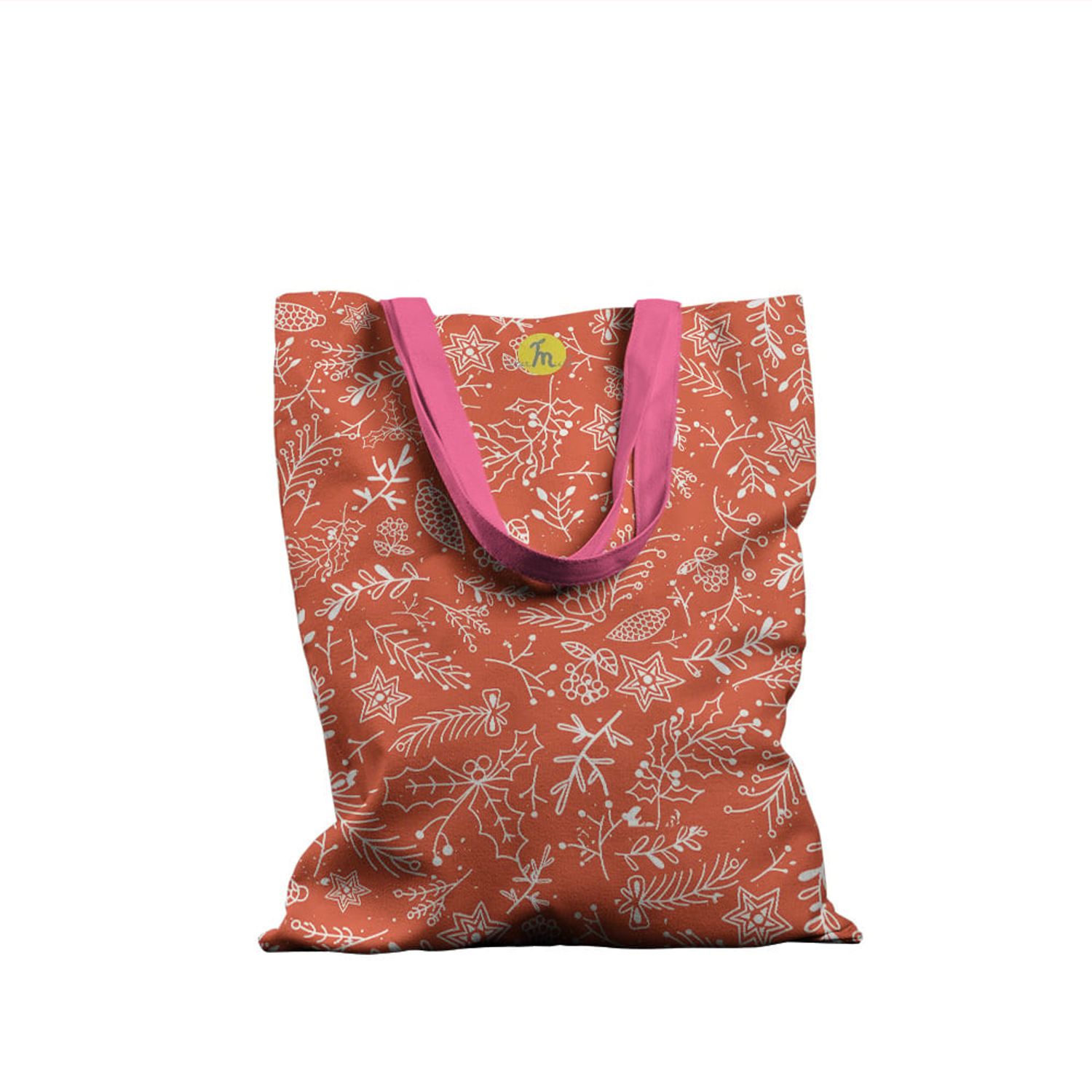 Geanta Handmade Tote Basic, Decoratiuni de Craciun, Multicolor, 43x37 cm fotografia produsului