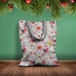 Geanta Handmade Tote Basic, Pattern cu Pasari si Plante, Multicolor, 43x37 cm fotografia produsului View 2 S
