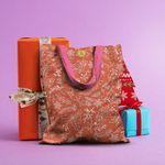 Geanta Handmade Tote Basic, Decoratiuni de Craciun, Multicolor, 43x37 cm fotografia produsului View 6 S