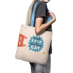 Geanta Handmade Tote Basic, Keep Calm si Imbratiseaza-ti Pisica, Multicolor, 43x37 cm fotografia produsului View 2 S