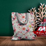 Geanta Handmade Tote Basic, Pattern cu Pasari si Plante, Multicolor, 43x37 cm fotografia produsului View 5 S