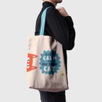 Geanta Handmade Tote Basic, Keep Calm si Imbratiseaza-ti Pisica, Multicolor, 43x37 cm fotografia produsului View 3 S