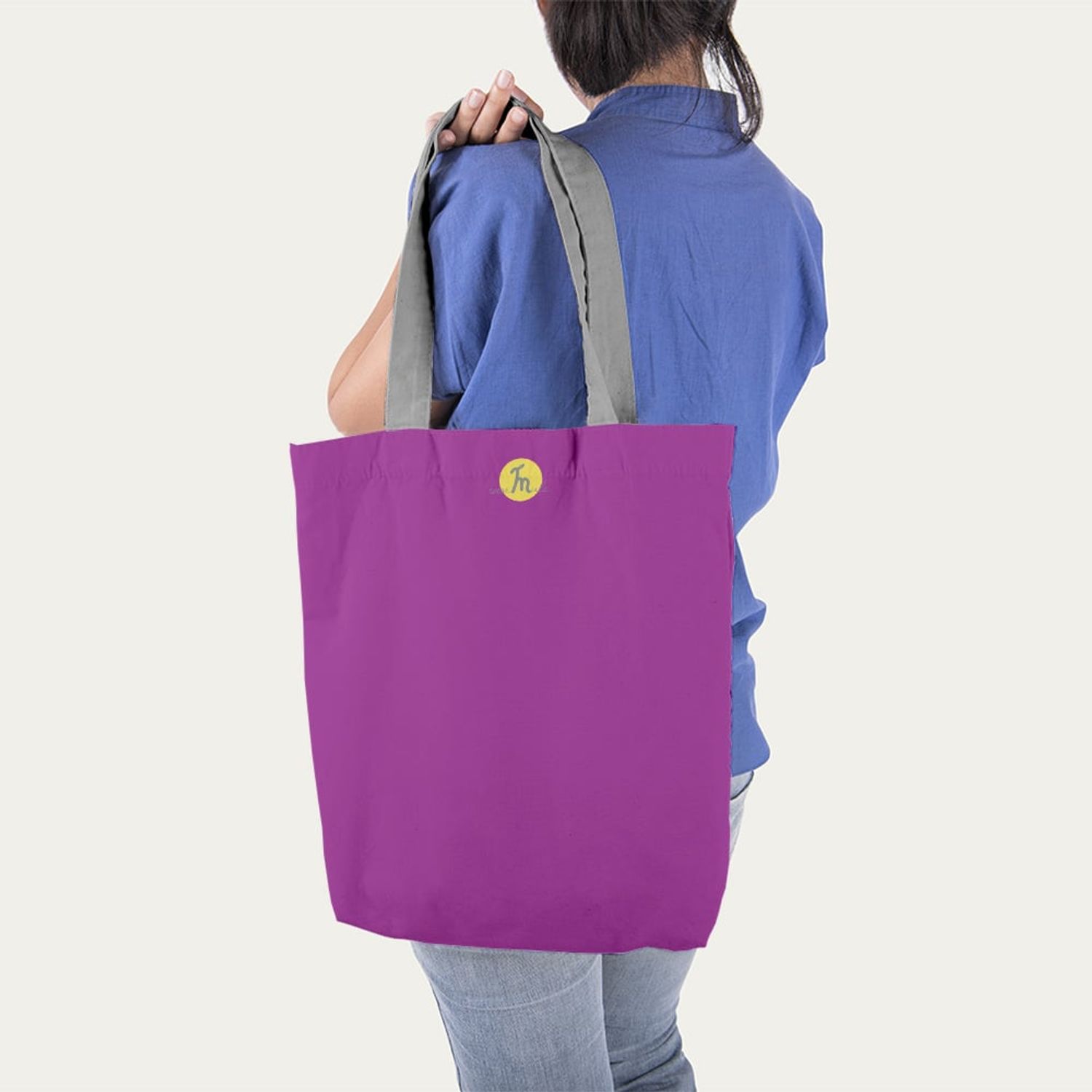 Geanta Handmade Tote Liner Captusit, Mulewear, Violet Aprins, 45x37 cm fotografia produsului View 2 L