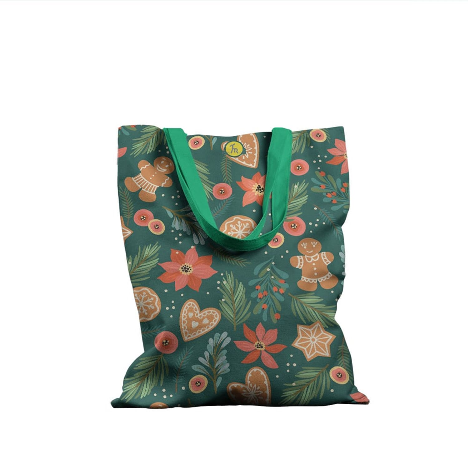 Geanta Handmade Tote Basic, Turta Dulce de Craciun, Multicolor, 43x37 cm fotografia produsului