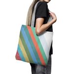 Geanta Handmade, Tote Bag Basic Original Mulewear, Abstract Avalansa de Culori, Color Avalanche, Multicolor, 43x37 cm fotografia produsului View 3 S