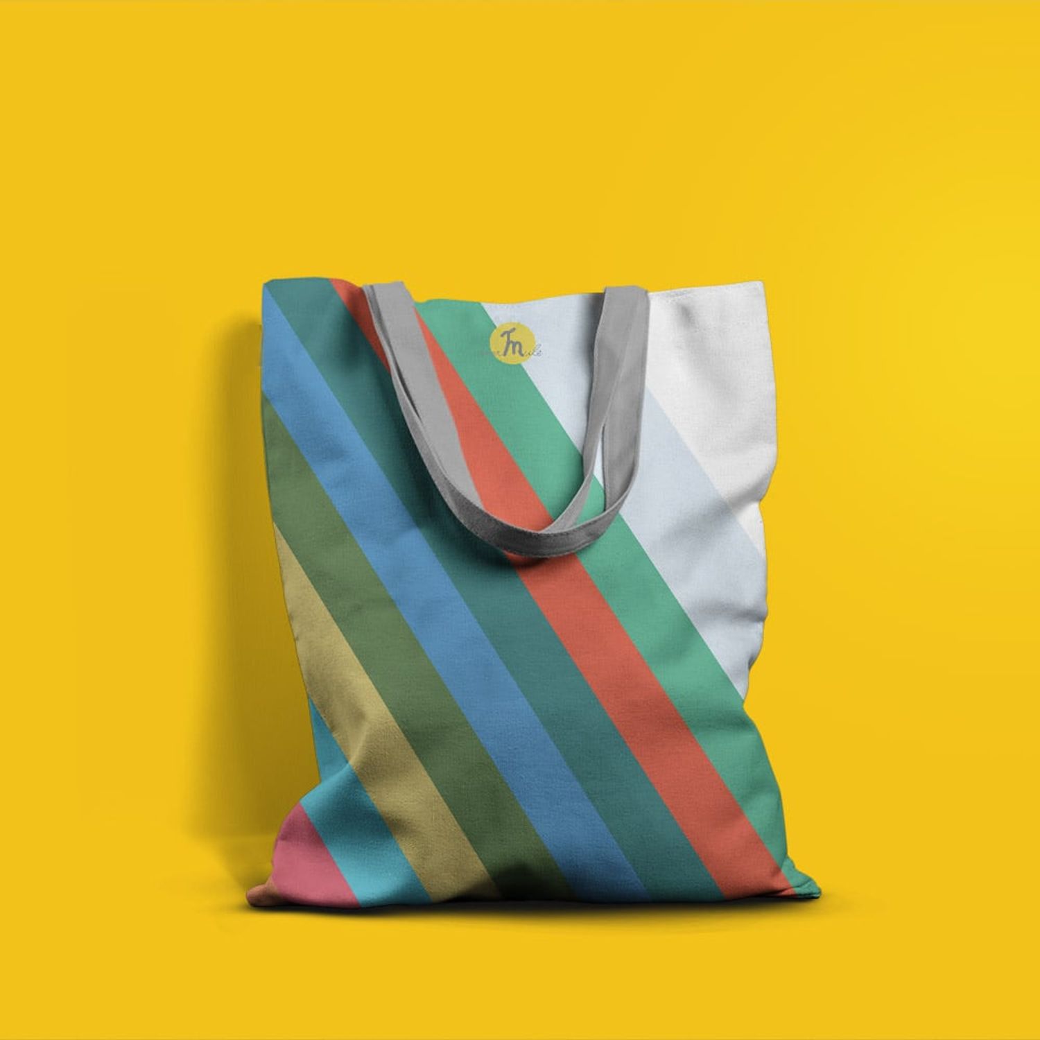 Geanta Handmade, Tote Bag Basic Original Mulewear, Abstract Avalansa de Culori, Color Avalanche, Multicolor, 43x37 cm fotografia produsului View 5 L