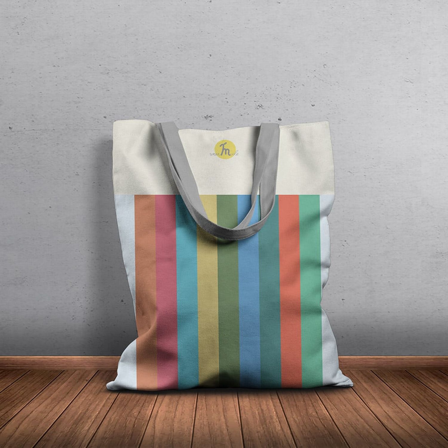Geanta Handmade, Tote Bag Basic Original Mulewear, Abstract Dungi color, Glass Half Full, Multicolor, 43x37 cm fotografia produsului View 6 L