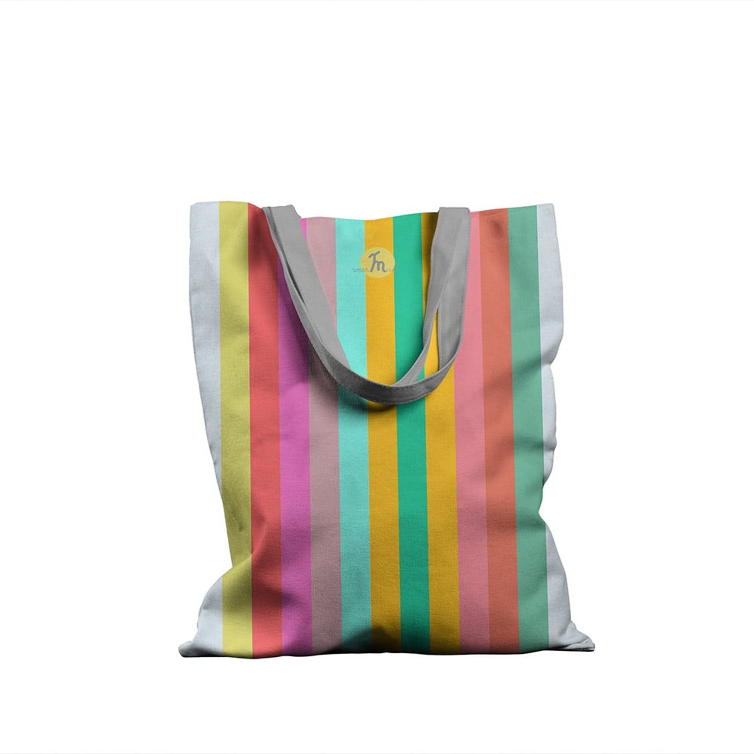 Geanta Handmade, Tote Bag Basic Original Mulewear, Abstract Curcubeu, Feel the Rainbow, Multicolor, 43x37 cm fotografia produsului