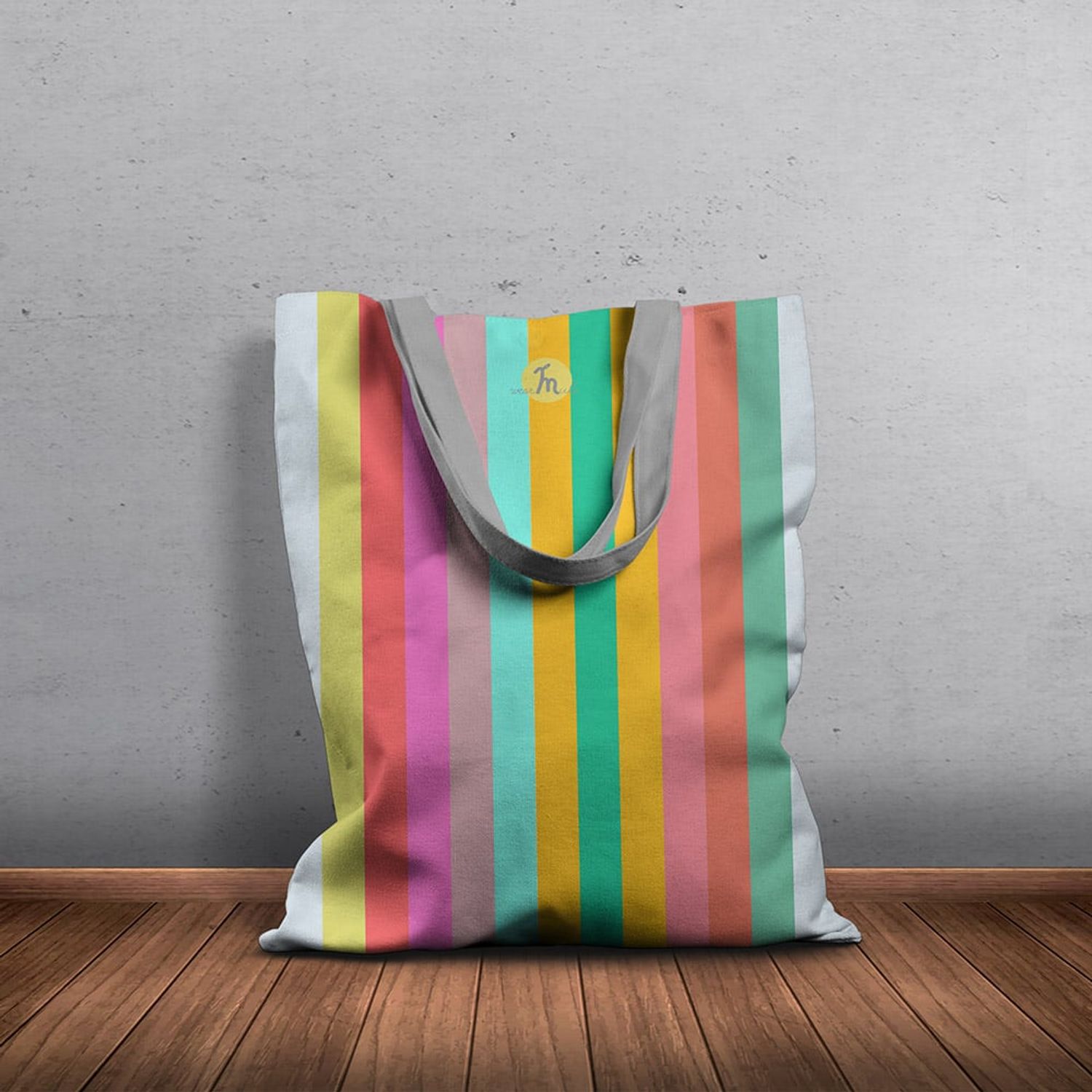 Geanta Handmade, Tote Bag Basic Original Mulewear, Abstract Curcubeu, Feel the Rainbow, Multicolor, 43x37 cm fotografia produsului View 3 L