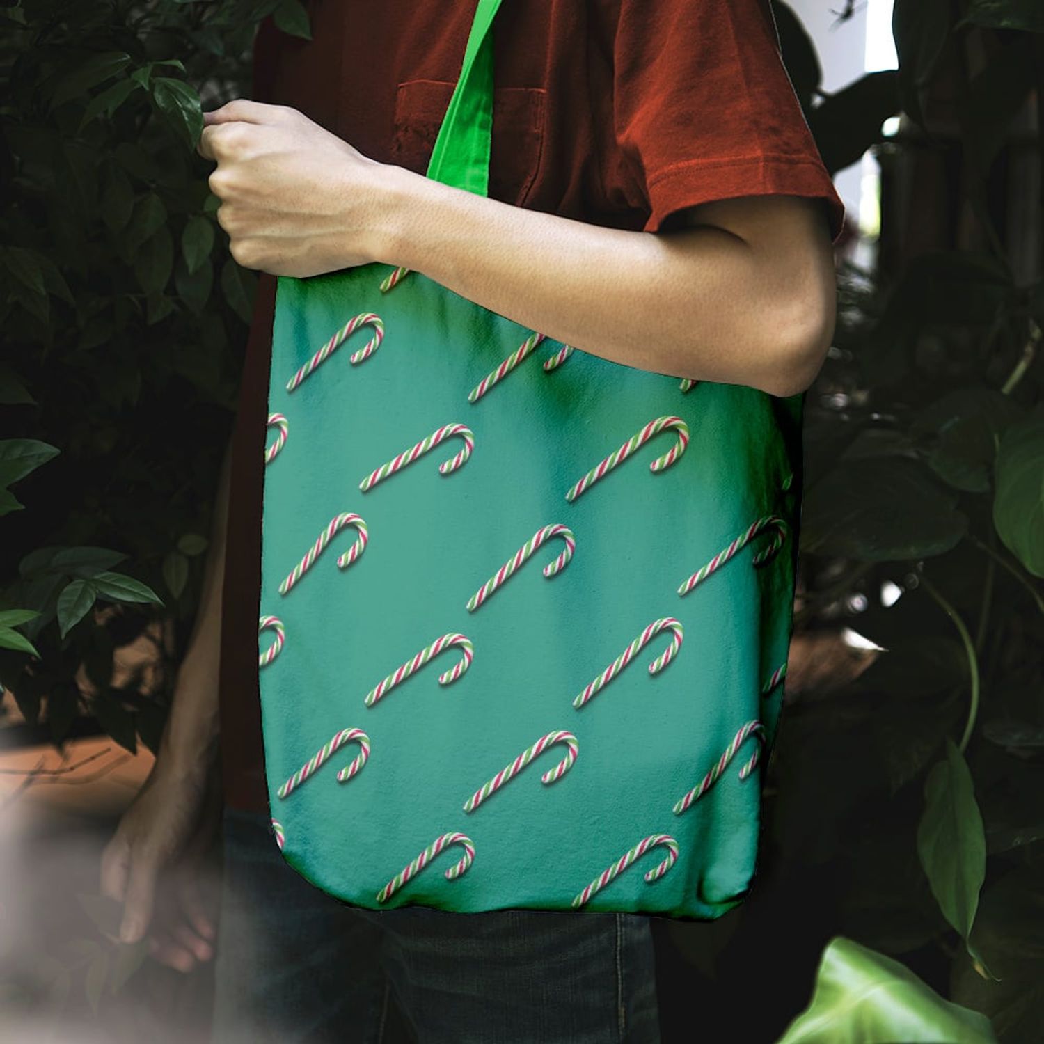 Geanta Handmade Tote Liner cu Captuseala, Acadea de Craciun, Multicolor, 43x37 cm fotografia produsului View 3 L