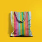 Geanta Handmade, Tote Bag Basic Original Mulewear, Abstract Curcubeu, Feel the Rainbow, Multicolor, 43x37 cm fotografia produsului View 6 S