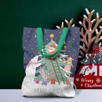 Geanta Handmade Tote Liner cu Captuseala, Merry Christmas Animale care Impodobesc Bradul impreuna cu Mos Craciun, - 3583367880036 fotografia produsului View 2 S