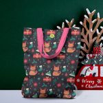 Geanta Handmade Tote Liner cu Captuseala, Pisici si Cadouri de Craciun, Multicolor, 43x37 cm fotografia produsului View 2 S