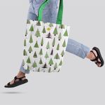 Geanta Handmade Tote Liner cu Captuseala, Brazi de Craciun, Multicolor, 43x37 cm fotografia produsului View 3 S