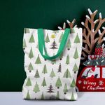 Geanta Handmade Tote Liner cu Captuseala, Brazi de Craciun, Multicolor, 43x37 cm fotografia produsului View 2 S