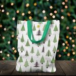 Geanta Handmade Tote Liner cu Captuseala, Brazi de Craciun, Multicolor, 43x37 cm fotografia produsului View 6 S