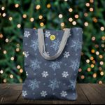 Geanta Handmade Tote Liner cu Captuseala, Fulgi de Nea, Multicolor, 45x37 cm fotografia produsului View 6 S