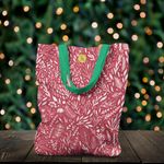 Geanta Handmade Tote Liner cu Captuseala, Pattern de Craciun cu Plante, Multicolor, 45x37 cm fotografia produsului View 3 S