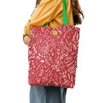 Geanta Handmade Tote Liner cu Captuseala, Pattern de Craciun cu Plante, Multicolor, 45x37 cm fotografia produsului View 4 S