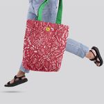 Geanta Handmade Tote Liner cu Captuseala, Pattern de Craciun cu Plante, Multicolor, 45x37 cm fotografia produsului View 5 S