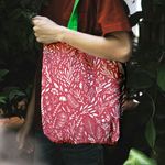 Geanta Handmade Tote Liner cu Captuseala, Pattern de Craciun cu Plante, Multicolor, 45x37 cm fotografia produsului View 6 S