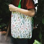 Geanta Handmade Tote Liner cu Captuseala, Plante in Zapada, Multicolor, 45x37 cm fotografia produsului View 5 S