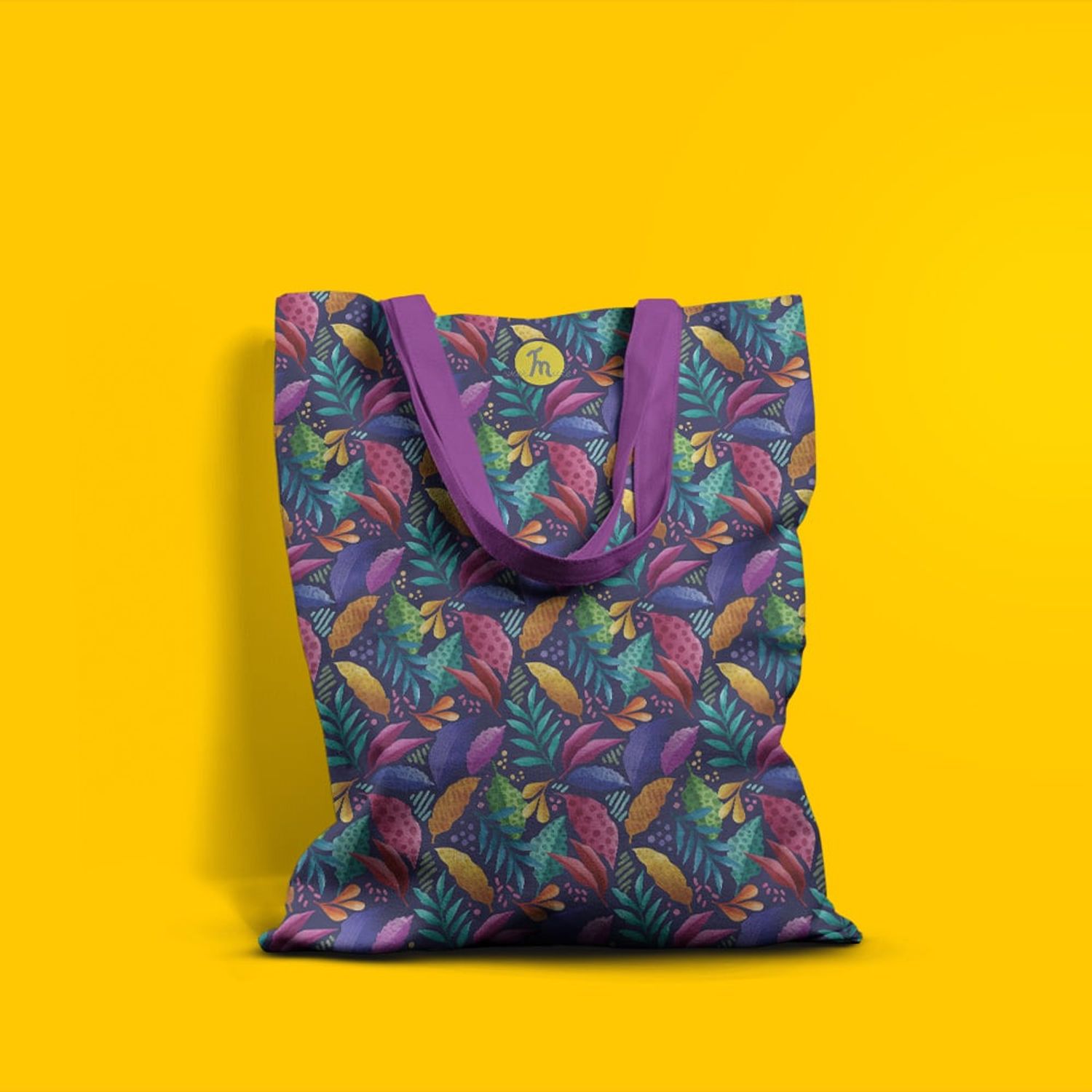 Geanta Handmade Tote Basic, Botanic Plante Culori de Toamna, Multicolor, 43x37 cm fotografia produsului View 4 L