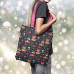 Geanta Handmade Tote Basic, Pisici si Cadouri de Craciun, Multicolor, 43x37 cm fotografia produsului View 5 S