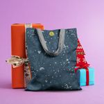 Geanta Handmade Tote Basic, Plante in Zapada Noaptea, Multicolor, 43x37 cm fotografia produsului View 4 S
