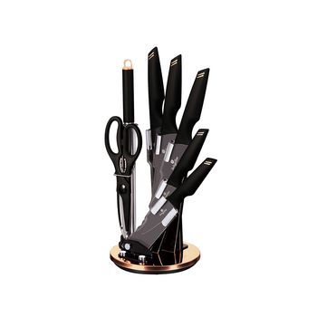 Set cutite 8 piese cu stativ Black Rose Berlinger Haus BH 2692