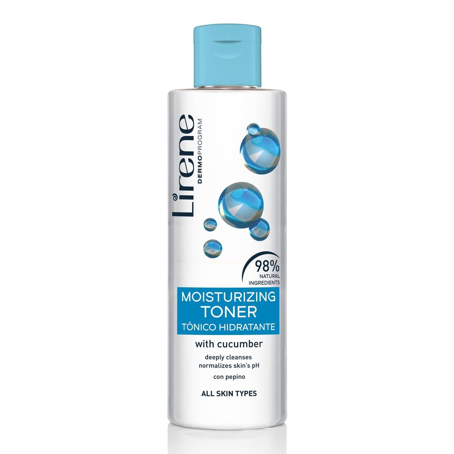 Toner hidratant Lirene, cu extract de castravete, aloe vera si acid hialuronic, 98% ingrediente naturale, 200ml fotografia produsului