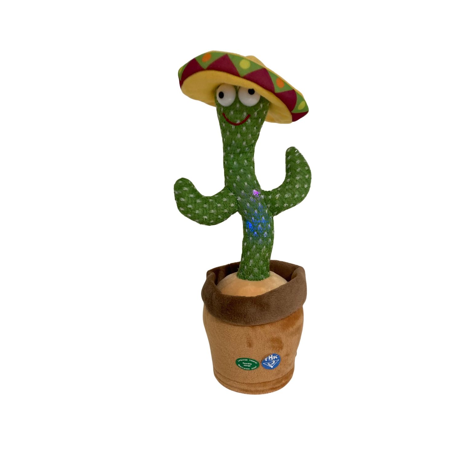 Jucarie Interactiva, Cactus Dansator THK cu Palarie Mexican, 120 melodii,  luminite, 32cm, Verde, Galben - THK | Elefant.ro